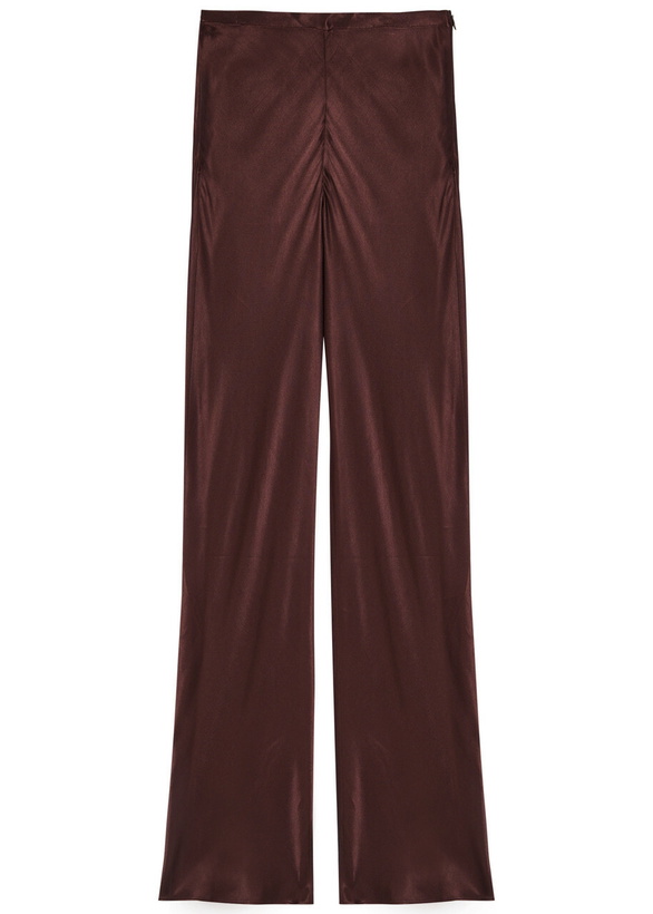 Photo: Shona Joy La Lune Flared Satin Trousers Dark Brown