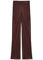 Shona Joy La Lune Flared Satin Trousers Dark Brown