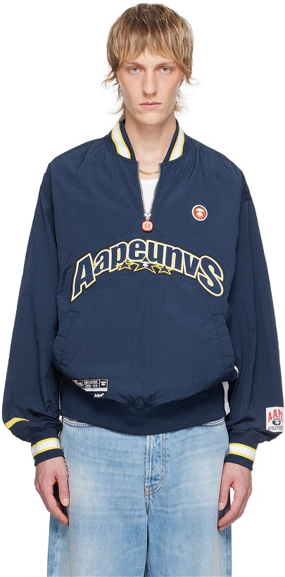 Photo: AAPE by A Bathing Ape Navy Patch Jacket
