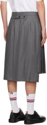 Thom Browne Gray Pleated Midi Skirt