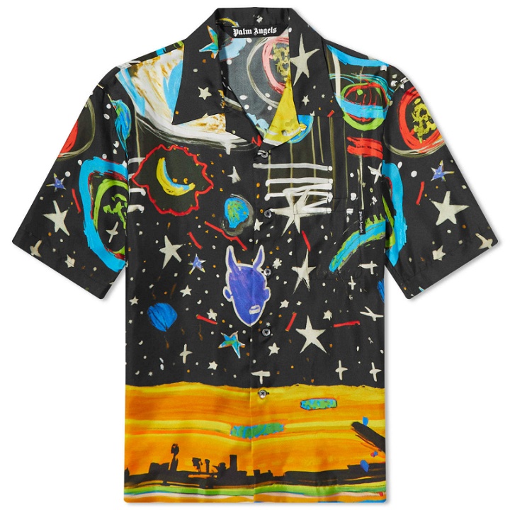 Photo: Palm Angels Men's Starry Night Bowling Shirt in Black