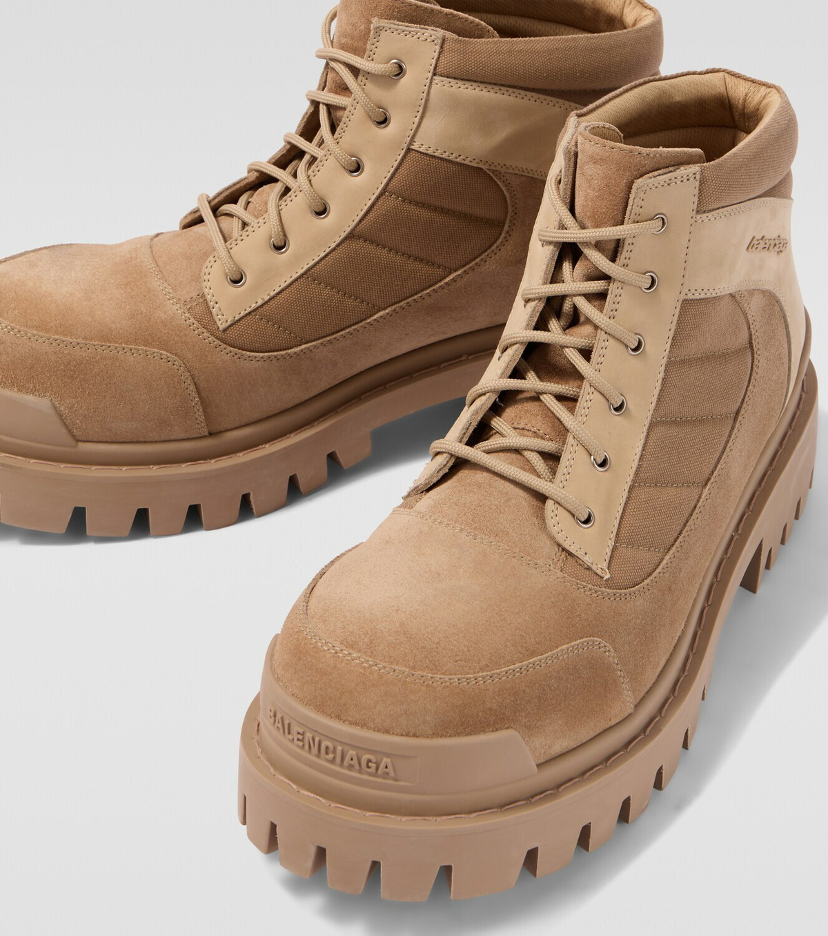 Balenciaga Combat Strike suede-trimmed lace-up boots