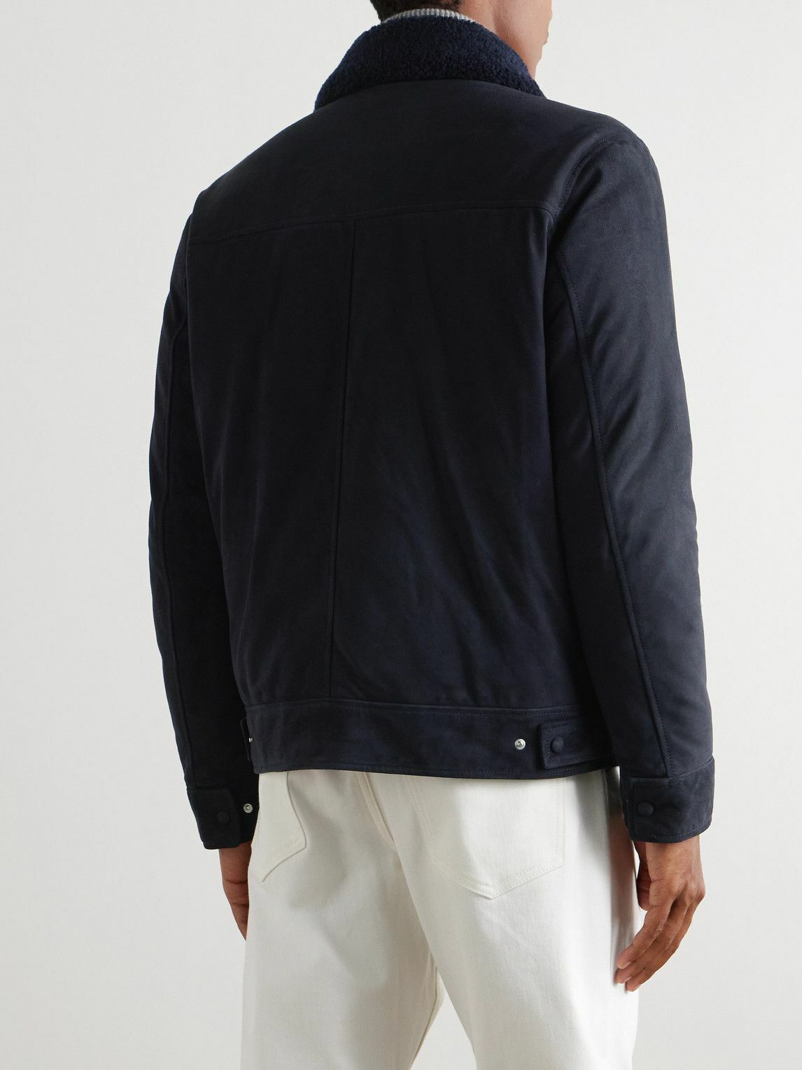 Valstar - Thomas Shearling-Trimmed Suede Down Jacket - Blue