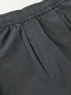Folk - Straight-Leg Pleated Garment-Dyed Stretch-Cotton Poplin Trousers - Black