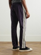 Needles - Logo-Embroidered Striped Cotton-Blend Velour Track Pants - Gray