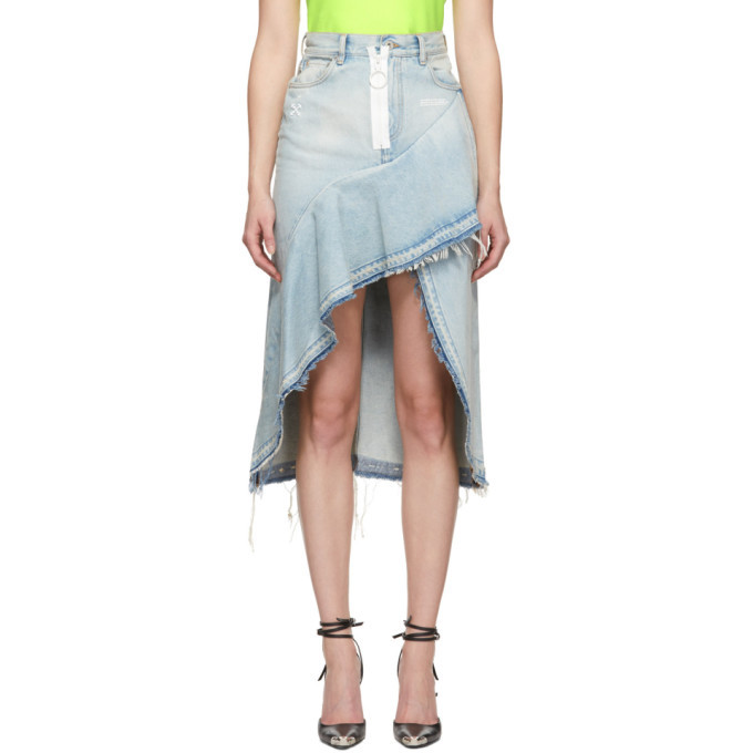 Off-White Blue Asymmetric Denim Skirt Off-White