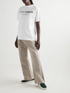 Palm Angels - Logo-Print Crystal-Embellished Cotton-Jersey T-Shirt - White