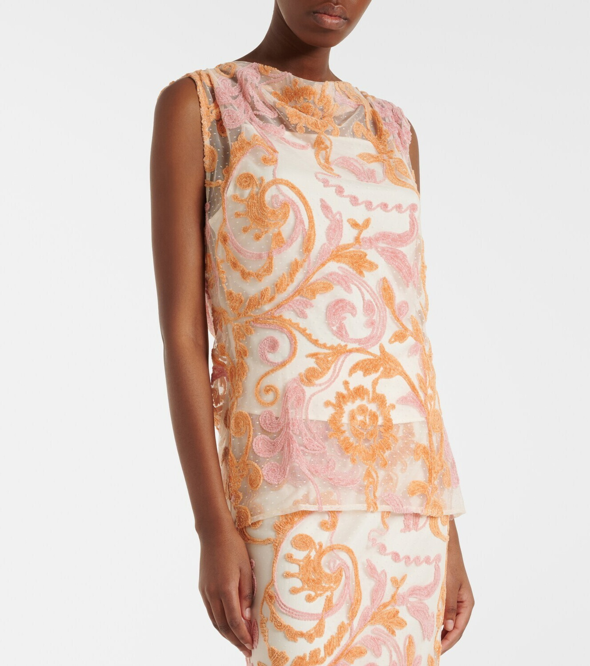 Xu Zhi Embroidered point d'esprit top