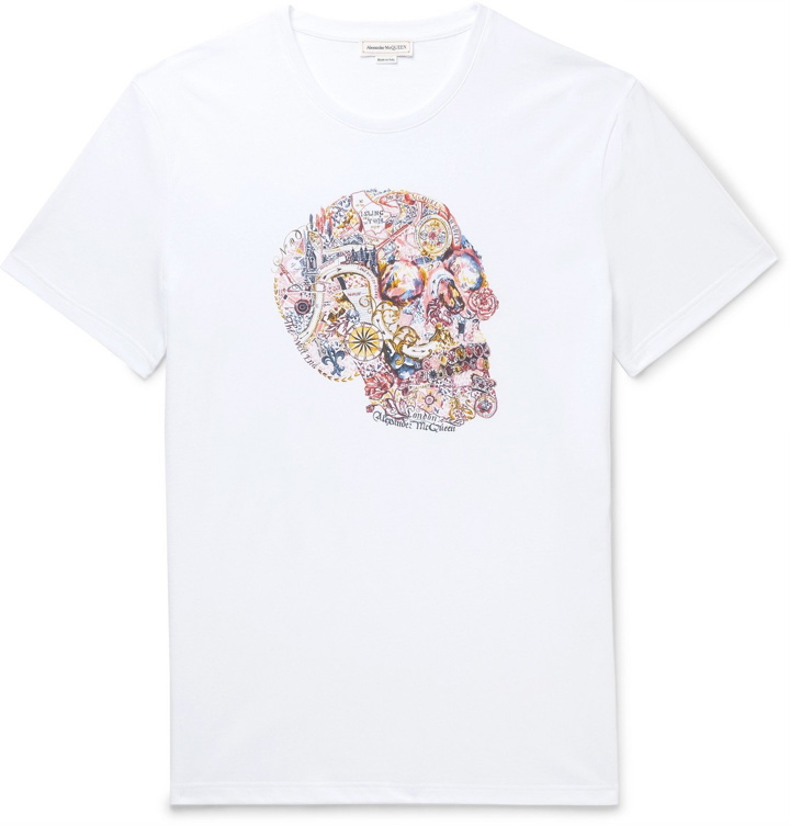 Photo: Alexander McQueen - Printed Cotton-Jersey T-Shirt - White