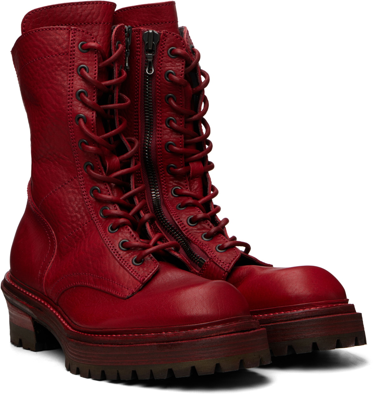 Julius Red Side Zip Lace Up Boots