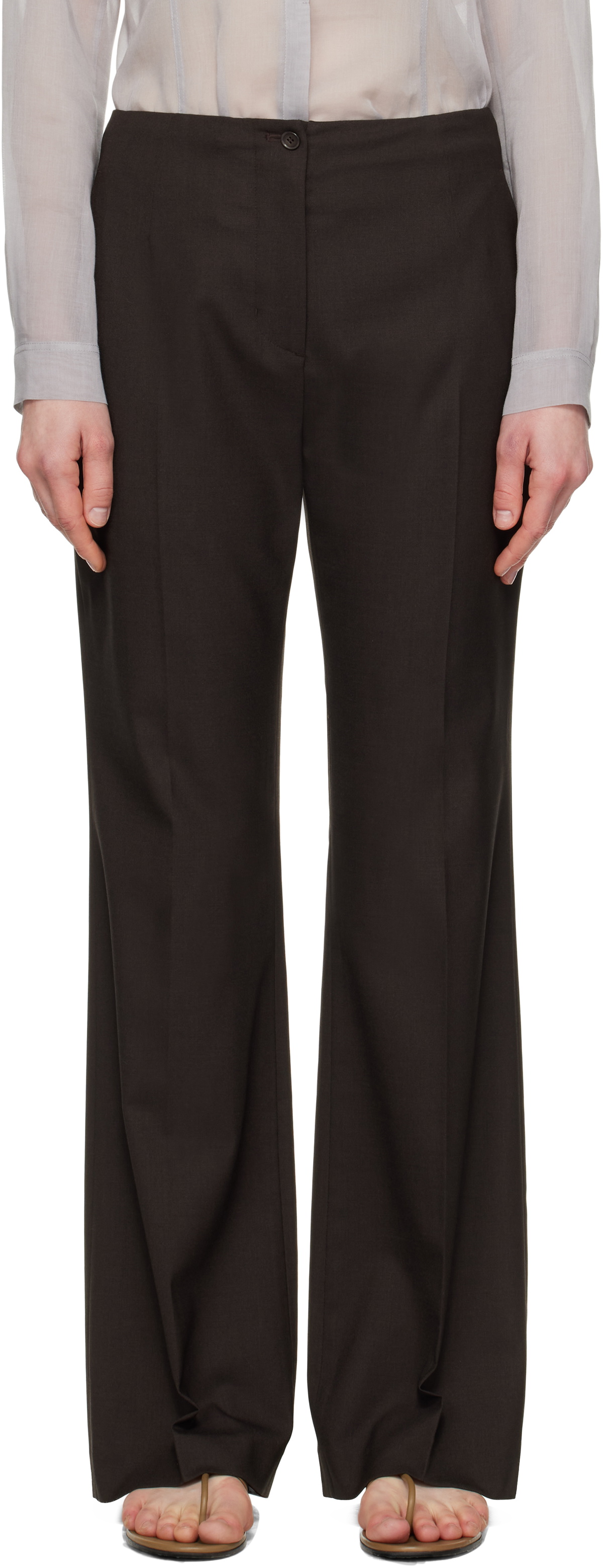 AMOMENTO Brown Straight Fit Trousers