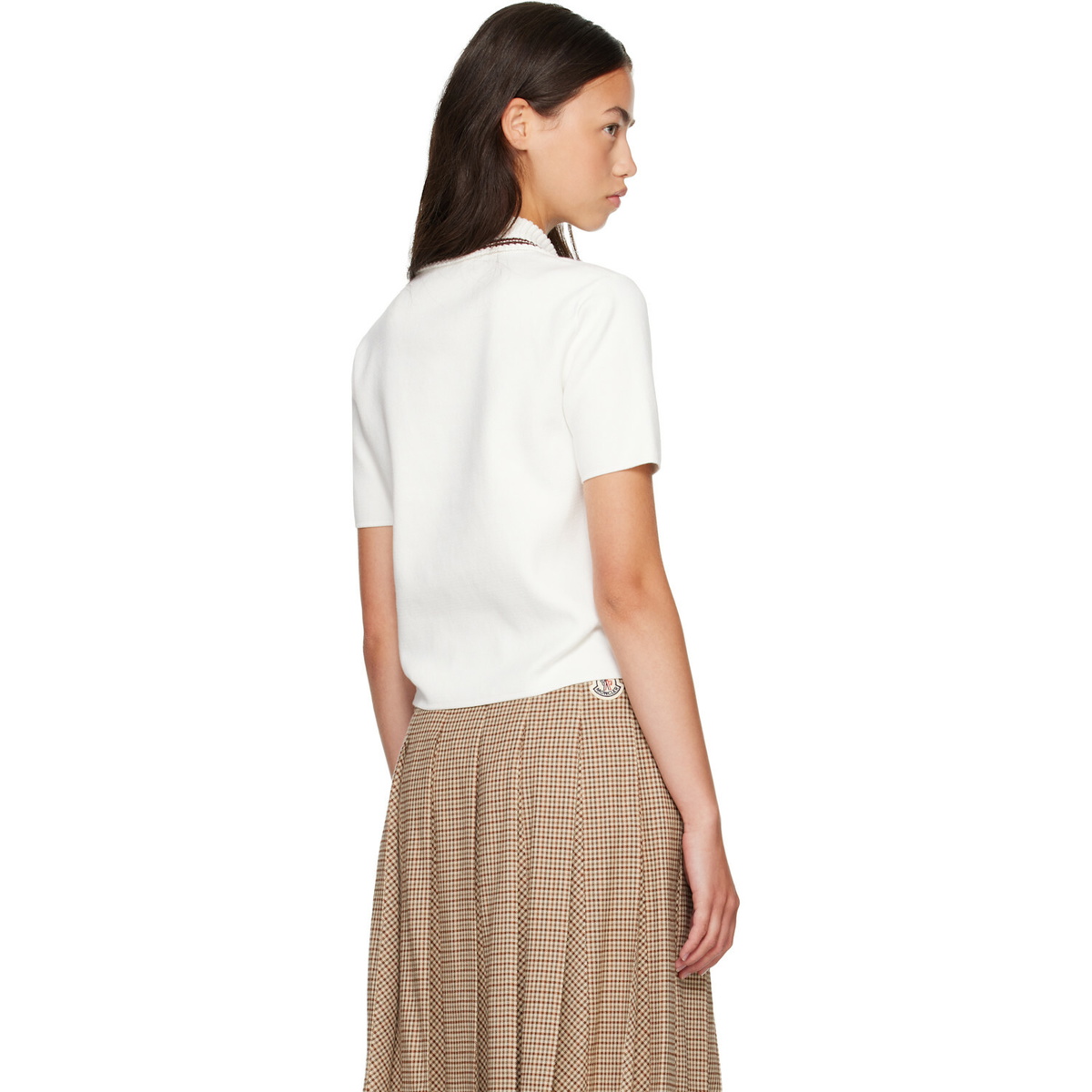 Moncler White Cotton Knit Polo