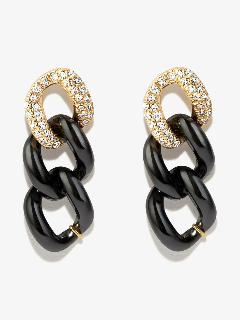 SHAY 18K Yellow Gold Triple Link Diamond Earrings