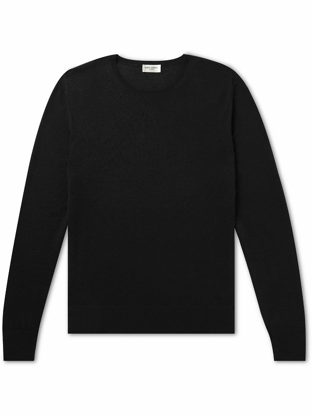 Photo: SAINT LAURENT - Slim-Fit Wool, Cashmere and Silk-Blend Sweater - Black
