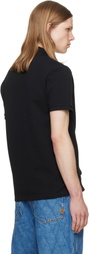 BALMAIN Black Embroidered Cotton Polo