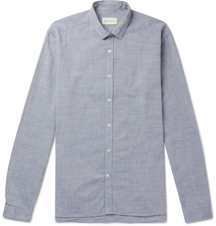 Photo: Oliver Spencer - Clerkenwell Slim-Fit Cotton-Chambray Shirt - Blue