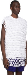 Dries Van Noten White Perforated Overlay T-Shirt