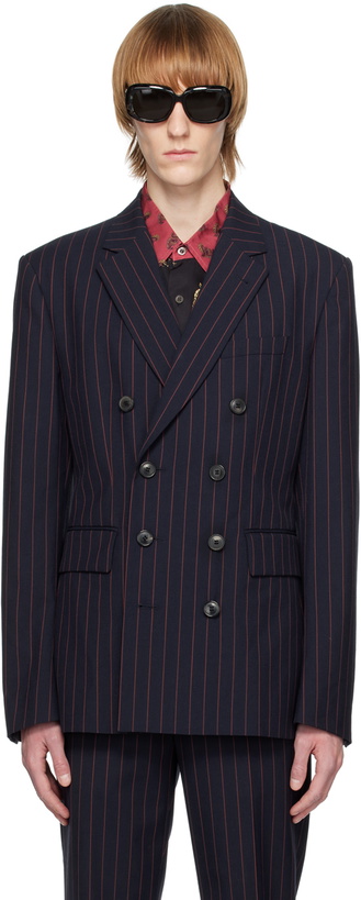 Photo: Dries Van Noten Navy Pinstripe Blazer