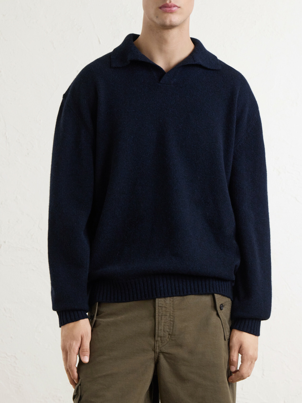 SEASE - Cashmere Wool-Blend Polo Sweater - Blue