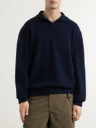 SEASE - Cashmere Wool-Blend Polo Sweater - Blue