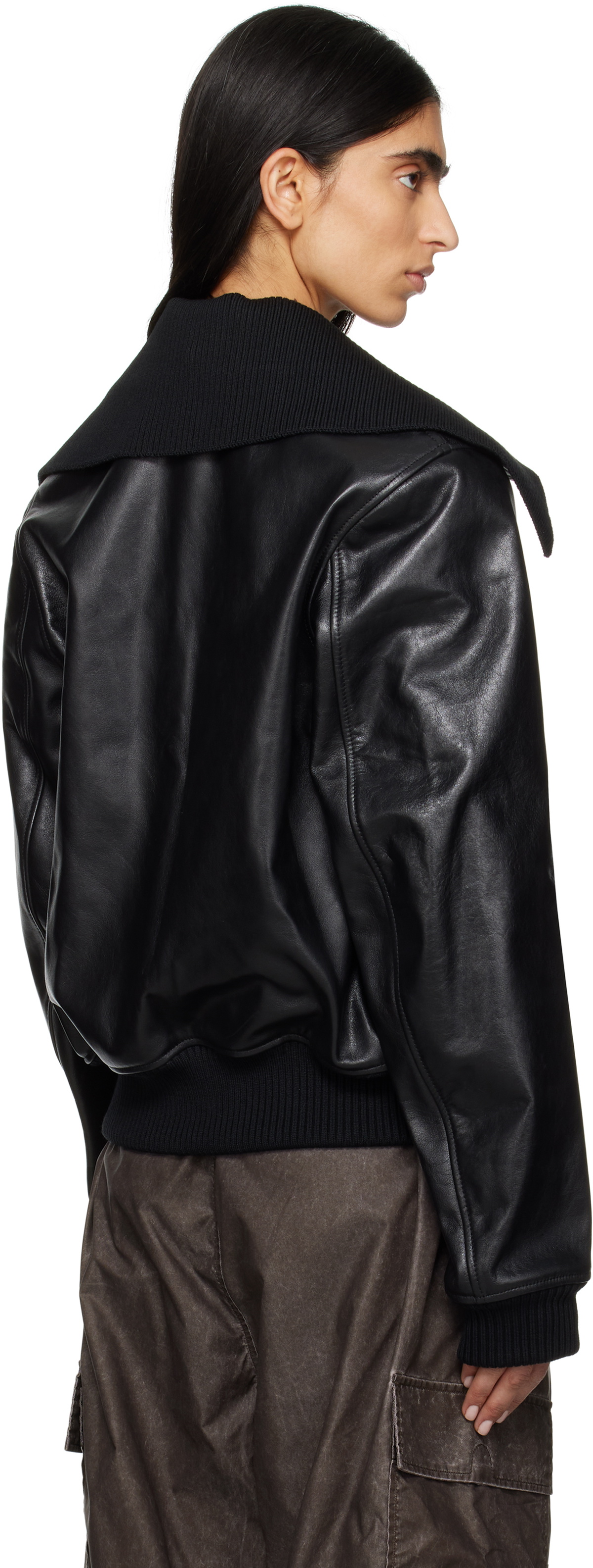 OUR LEGACY Black Pharos Leather Bomber Jacket