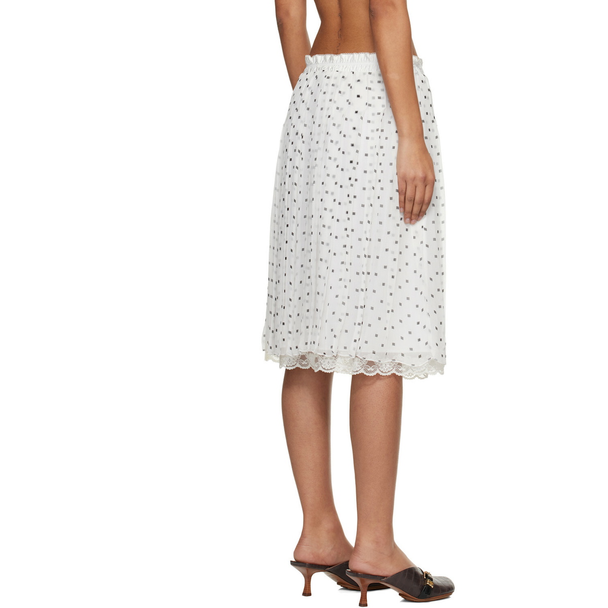 Marc Jacobs White Layered Crinkle Chiffon Midi Skirt