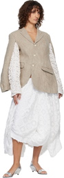 Comme des Garçons Beige Linen Super Heavy Canvas & Cotton Lace Blazer
