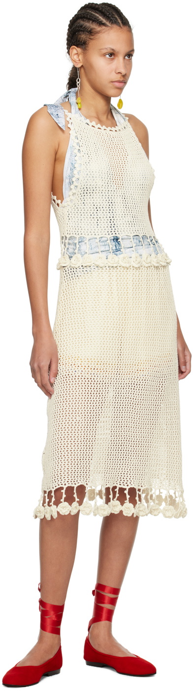 Bode Off-White Posy Midi Dress