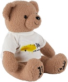 Palm Angels Beige Sprayed Logo Teddy Bear