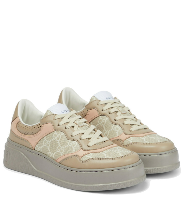 Photo: Gucci - GG leather-trimmed sneakers
