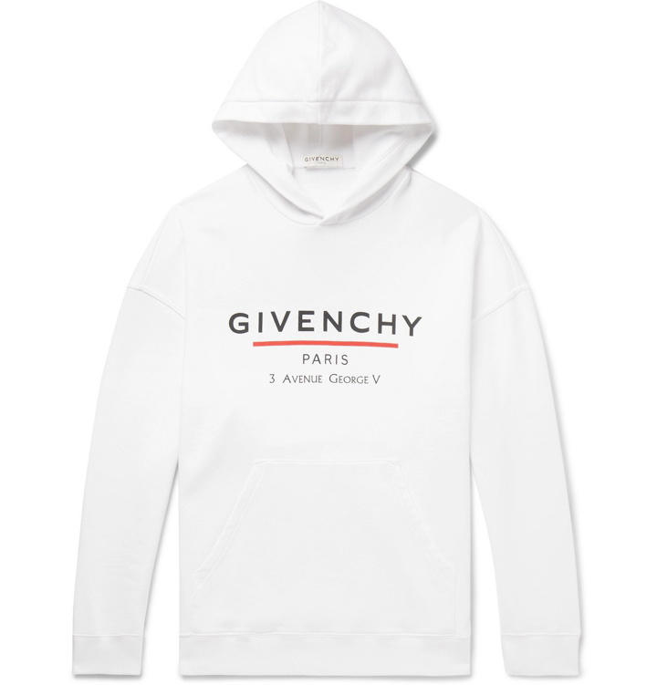 Photo: Givenchy - Logo-Print Loopback Cotton-Jersey Hoodie - White