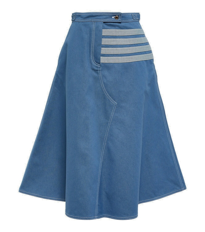 Photo: Thom Browne 4-bar denim midi skirt