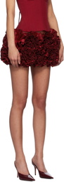 Fancì Club Red Hand-Embroidered Rose Miniskirt