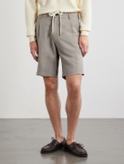 Eleventy - Wide-Leg Lyocell and Linen-Blend Twill Shorts - Gray
