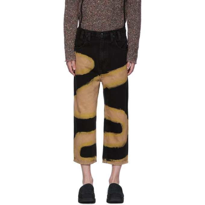 Photo: Eckhaus Latta Black and Beige Chemtrail Baggy Jeans