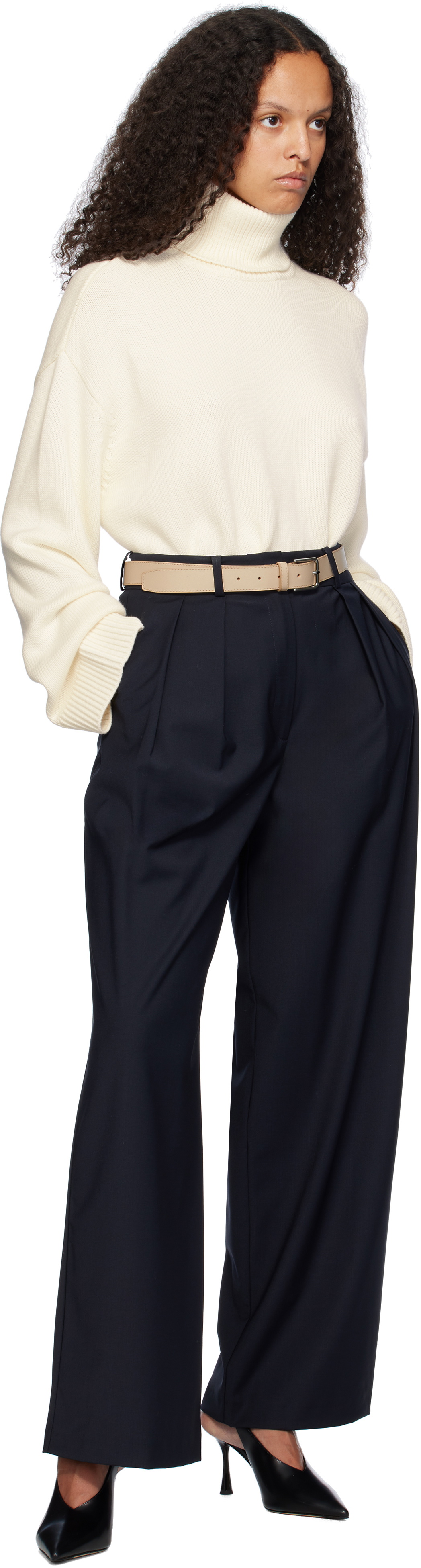 The Frankie Shop Beige Toni Leather Belt
