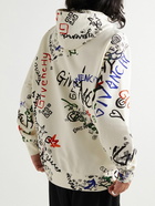 Givenchy - Graffiti-Print Cotton-Blend Jersey Hoodie - Neutrals