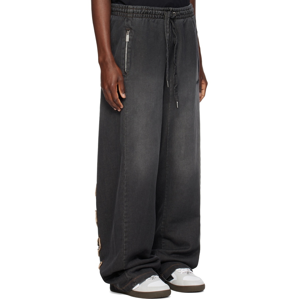 Off-White Gray Distressed Diag Slouchy Sweatpants