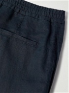 Canali - Straight-Leg Linen Drawstring Trousers - Blue