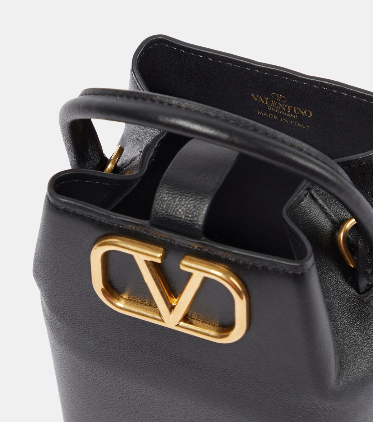 【関税＆送料込み】Valentino Garavani Black Leather Vsling Valentino Valentino Garavani Black Leather Vsling Top Handle