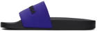 Balenciaga Blue & Black Logo Pool Slides