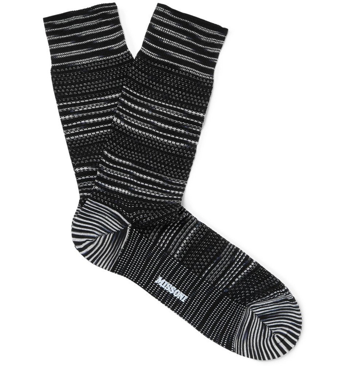 Photo: Missoni - Crochet-Knit Cotton-Blend Socks - Men - Black