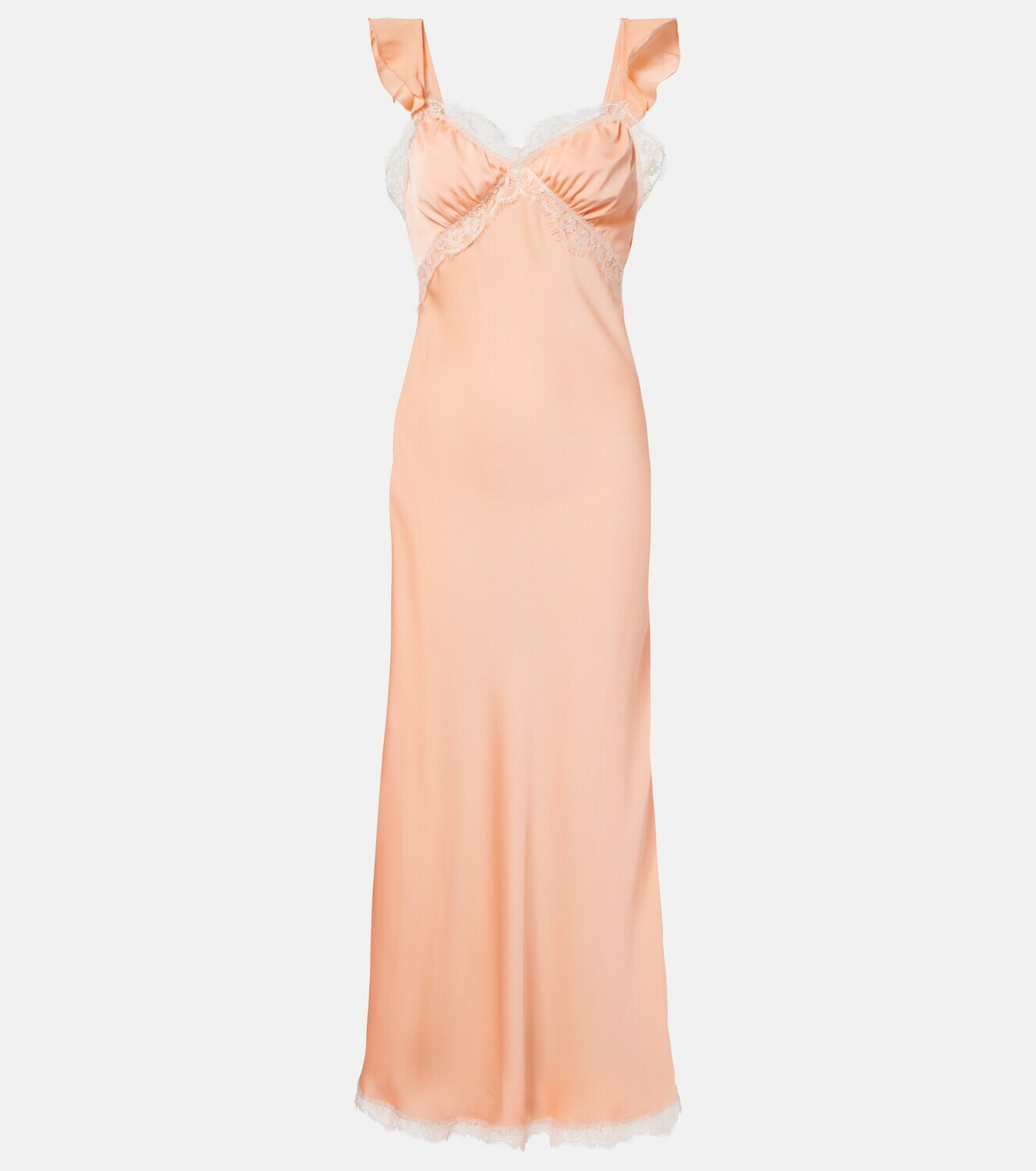 Faithfull Sella lace-trimmed satin maxi dress