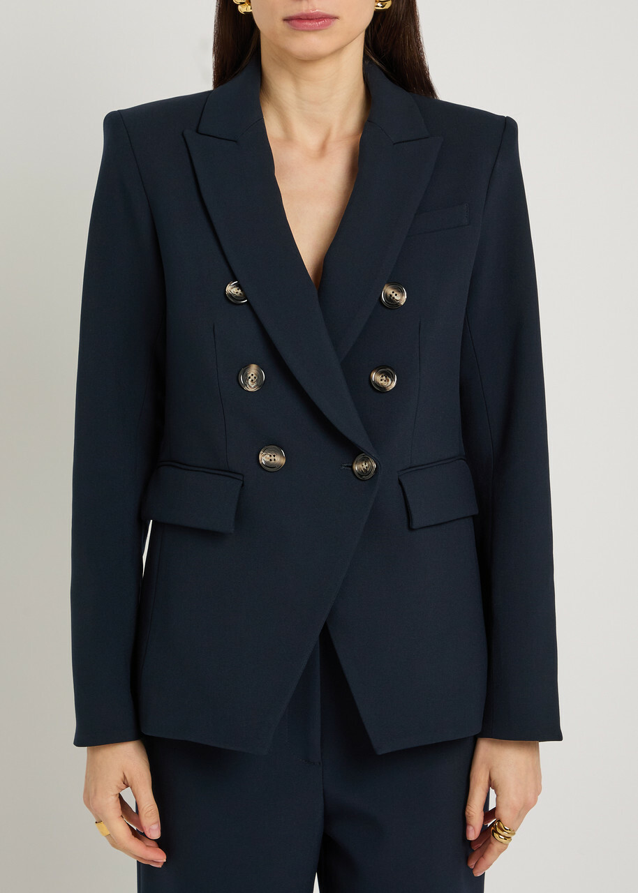 Veronica Beard Miller Dickey Horn Crepe Blazer Navy