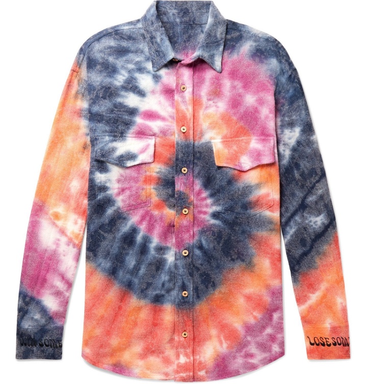 Photo: The Elder Statesman - Oversized Tie-Dyed Wool, Cashmere and Cotton-Blend Flannel Shirt - Multi