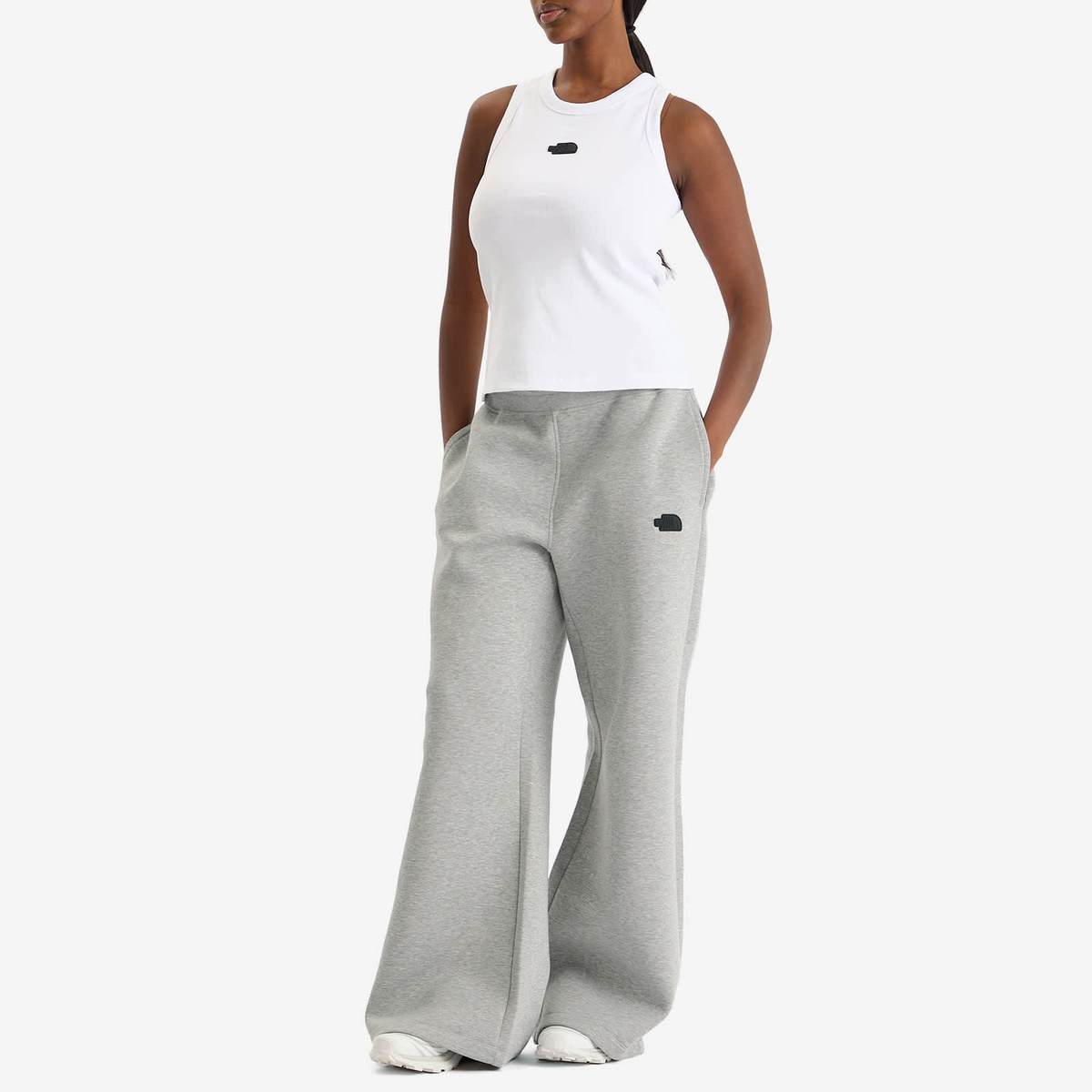 The North Face Women's Wide Leg Sweatpants in Metallic Silver Heather