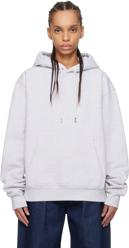 Photo: JACQUEMUS Gray 'The embroidered sweatshirt' Hoodie
