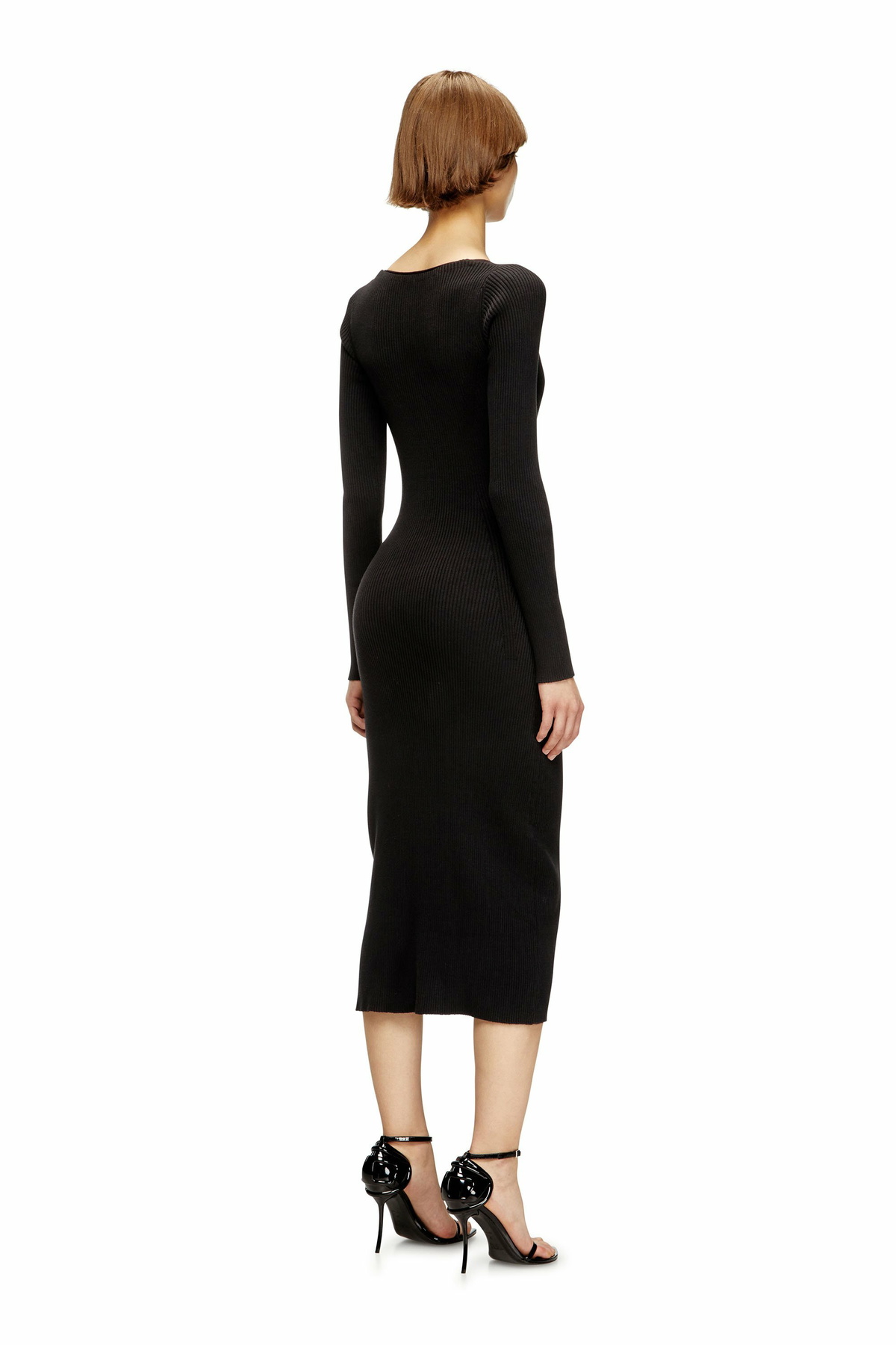 Diesel Ribbed midi dress with cargo pockets - Dresses Womens in Black