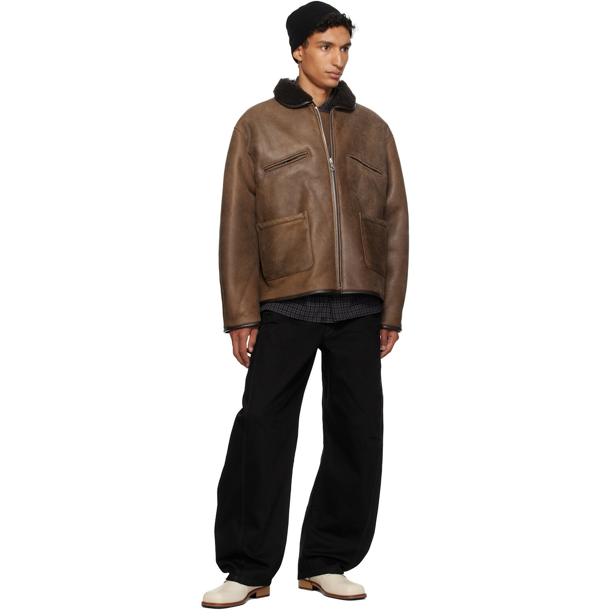 Cawley Brown Aviator Flying Leather Jacket