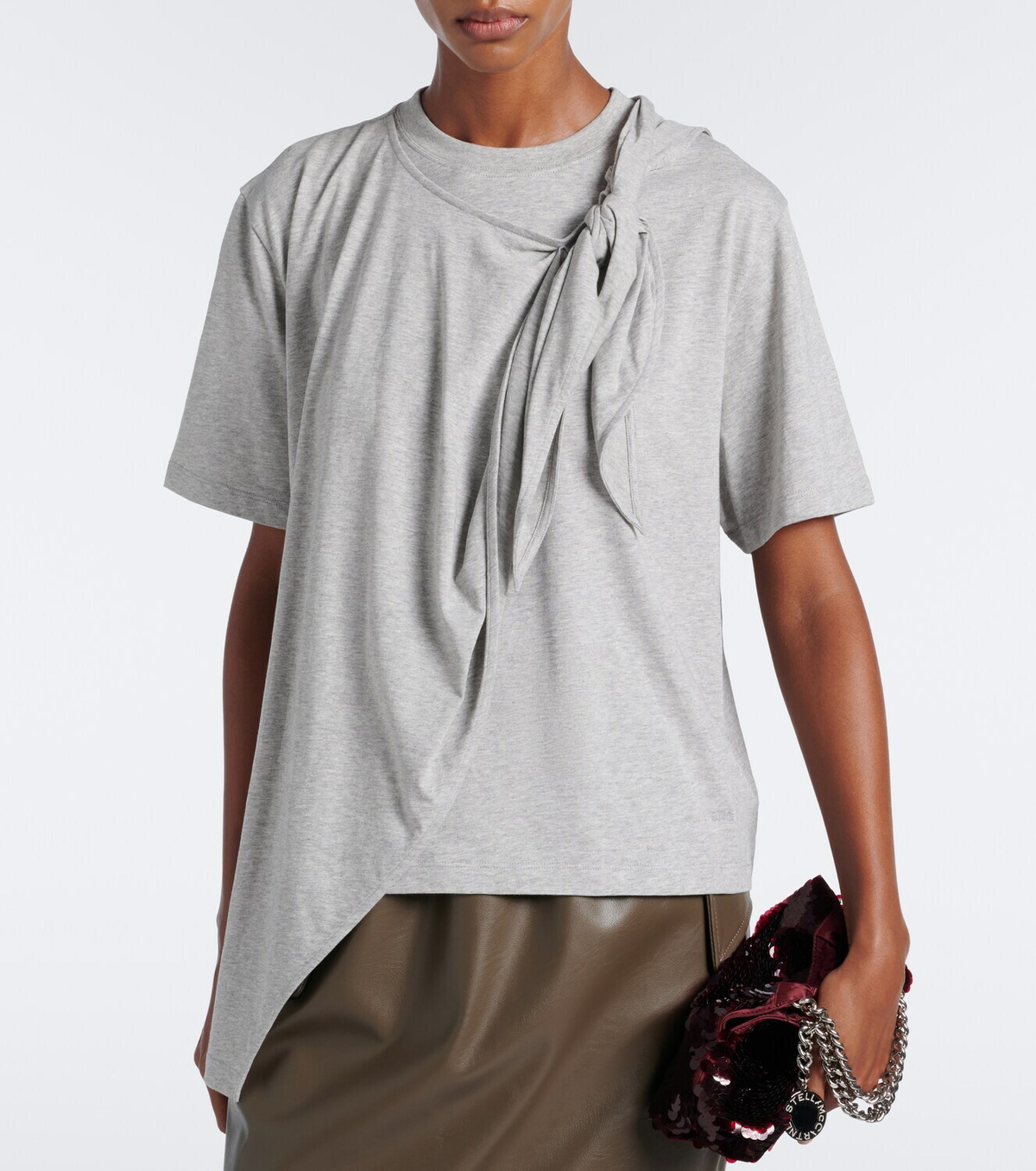 Stella McCartney Draped asymmetric cotton jersey top